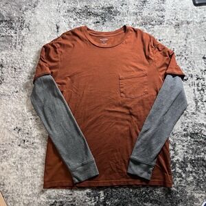 Arizona Men's Long sleeve Double Sleeve Shirt Size Medium Orange & Grey